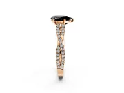 Solitaire Engagement Ring Setting for Fancy Black Pear-Shaped Center with Twisted Pave Split Shank and Prong Head in Rose Gold