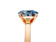 Solitaire Engagement Ring Setting for Fancy Blue Oval Center with Basket Rail and Prong Head in Rose Gold