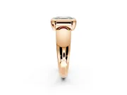 Solitaire Engagement Ring Setting for Emerald Cut Center with Wide Band and Bezel Head in Rose Gold