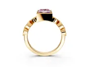 Vintage Station Engagement Ring Setting for Fancy Pink Princess Cut Center with Accents and Prong Head in Yellow Gold