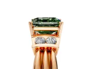 Solitaire Engagement Ring Setting for Fancy Green Asscher Cut Center with Grooved Bar Accent Band and Prong Head in Rose Gold