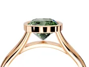 Solitaire Engagement Ring Setting for Fancy Green Cushion Cut Center with V Split Shank and Bezel Head in Rose Gold