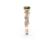 Solitaire Engagement Ring Setting for Fancy Green Cushion Cut Center with Bar-Station Pave Twist and Prong Head in Rose Gold