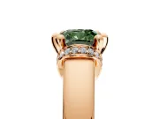 Solitaire Engagement Ring Setting for Fancy Green Cushion Cut Center with Wide Band, Pave Collar and Prong Head in Rose Gold