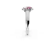 Halo Engagement Ring Setting for Fancy Pink Oval Center with Knife Ridge Cathedral Band and Prong Head in Sterling Silver