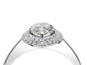 Halo Engagement Ring Setting for Marquise Center with Plain Tapered Band and Prong Head in White Gold
