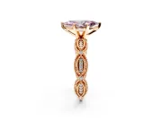 Solitaire Engagement Ring Setting for Fancy Pink Marquise Center with Marquise Panel Band and Prong Head in Rose Gold