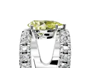 Solitaire Engagement Ring Setting for Fancy Yellow Pear-Shaped Center with Wide-Open Split Shank and Prong Head in Platinum