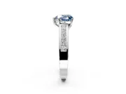 Solitaire Engagement Ring Setting for Fancy Blue Heart-Shaped Center with Princess Cut Channel Band and Prong Head in White Gold