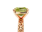 Solitaire Engagement Ring Setting for Fancy Yellow Asscher Cut Center with Scrollwork Band and Prong Head in Rose Gold