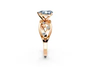 Solitaire Engagement Ring Setting for Fancy Blue Pear-Shaped Center with Criss-Cross Accent Band and Prong Head in Rose Gold