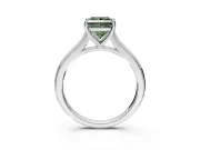 Solitaire Engagement Ring Setting for Fancy Green Princess Cut Center with Narrow Cathedral Band and Prong Head in Platinum