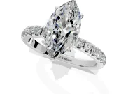 Open Basket Engagement Ring Setting for Marquise Center with Pave Band and Prong Head in Sterling Silver