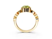 Vintage Station Engagement Ring Setting for Fancy Yellow Round Cut Center with Accents and Prong Head in Yellow Gold