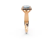 Halo Engagement Ring Setting for Fancy Blue Princess Cut Center with Square Band and Prong Head in Rose Gold