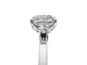 Solitaire Engagement Ring Setting for Cushion Cut Center with Thin Rounded Plain Band and Prong Head in Sterling Silver