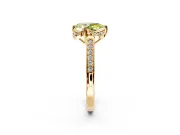 Floral Engagement Ring Setting for Fancy Yellow Pear-Shaped Center with Four Accent Clusters and Prong Head in Yellow Gold
