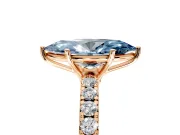 Solitaire Engagement Ring Setting for Fancy Blue Marquise Center with Large Accent Band and Prong Head in Rose Gold