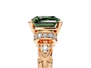 Solitaire Engagement Ring Setting for Fancy Green Asscher Cut Center with Filigree Band and Prong Head in Rose Gold