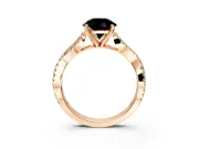 Solitaire Engagement Ring Setting for Fancy Black Round Cut Center with Twisted Pave Split Shank and Prong Head in Rose Gold