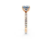 Solitaire Engagement Ring Setting for Fancy Blue Princess Cut Center with Micro Pave Band and Prong Head in Rose Gold