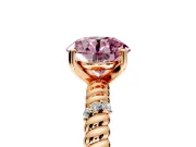 Rope Engagement Ring Setting for Fancy Pink Round Cut Center with Accent Shoulders and Prong Head in Rose Gold