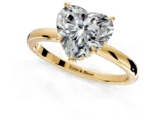 Hidden Halo Engagement Ring Setting for Heart-Shaped Center with Plain Band and Tall Prong Head in Yellow Gold