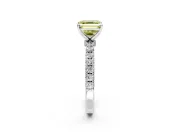 Open Basket Engagement Ring Setting for Fancy Yellow Asscher Cut Center with Pave Band and Prong Head in Sterling Silver