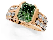 Bezel Engagement Ring Setting for Fancy Green Radiant Cut Center with Wide Channel-Set Band and Bezel Head in Rose Gold