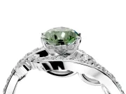 Solitaire Engagement Ring Setting for Fancy Green Pear-Shaped Center with Pave Bypass Twist Band and Prong Head in Platinum