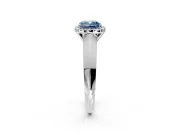Halo Engagement Ring Setting for Fancy Blue Cushion Cut Center with Knife Ridge Cathedral Band and Prong Head in Platinum