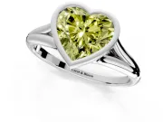 Solitaire Engagement Ring Setting for Fancy Yellow Heart-Shaped Center with V Split Shank and Bezel Head in Sterling Silver