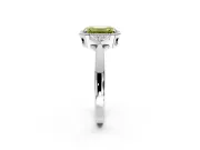 Cluster Engagement Ring Setting for Fancy Yellow Emerald Cut Center with Milgrain Shoulder Clusters and Prong Head in Platinum