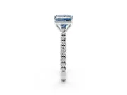 Solitaire Engagement Ring Setting for Fancy Blue Princess Cut Center with Large Accent Band and Prong Head in Sterling Silver
