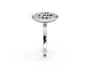 Halo Engagement Ring Setting for Round Cut Center with Milgrain Bezel Rim, Plain Band and Prong Head in Platinum