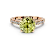 Solitaire Engagement Ring Setting for Fancy Yellow Round Cut Center with Crossover Accents and Prong Head in Rose Gold