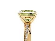 Side Accent Engagement Ring Setting for Fancy Yellow Princess Cut Center with Accent Shoulders and Prong Head in Yellow Gold