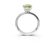 Solitaire Engagement Ring Setting for Fancy Yellow Princess Cut Center with Milgrain X Pattern Band and Prong Head in Sterling Silver