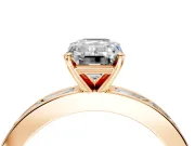 Solitaire Engagement Ring Setting for Emerald Cut Center with Channel Baguette Band and Prong Head in Rose Gold