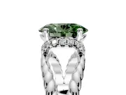 Halo Engagement Ring Setting for Fancy Green Oval Center with Rope Twist Split Shank and Prong Head in Platinum