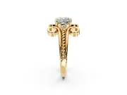 Solitaire Engagement Ring Setting for Cushion Cut Center with Twisted Band and Scroll Prong Head in Yellow Gold