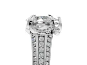 Solitaire Engagement Ring Setting for Pear-Shaped Center with Accented Split Shank and Prong Head in Platinum