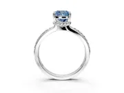 Solitaire Engagement Ring Setting for Fancy Blue Cushion Cut Center with Raised Channel Band and Prong Head in Sterling Silver