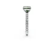 Solitaire Engagement Ring Setting for Fancy Green Princess Cut Center with Shared-Prong Accents and Prong Head in Platinum