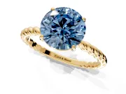 Solitaire Engagement Ring Setting for Fancy Blue Round Cut Center with Plain Twisted Rope Band and Prong Head in Yellow Gold