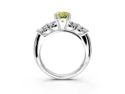 5 Stone Engagement Ring Setting for Fancy Yellow Oval Center with Graduated Accents and Prong Head in Platinum
