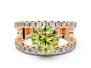 Solitaire Engagement Ring Setting for Fancy Yellow Round Cut Center with Wide-Open Split Shank and Prong Head in Rose Gold