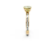 Solitaire Engagement Ring Setting for Fancy Yellow Princess Cut Center with Channel Baguette Band and Prong Head in Yellow Gold