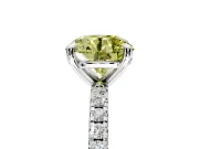 Solitaire Engagement Ring Setting for Fancy Yellow Round Cut Center with Fine Pave Narrow Band and Prong Head in Platinum
