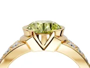 Bezel Engagement Ring Setting for Fancy Yellow Round Cut Center with Wide Channel-Set Band and Bezel Head in Yellow Gold